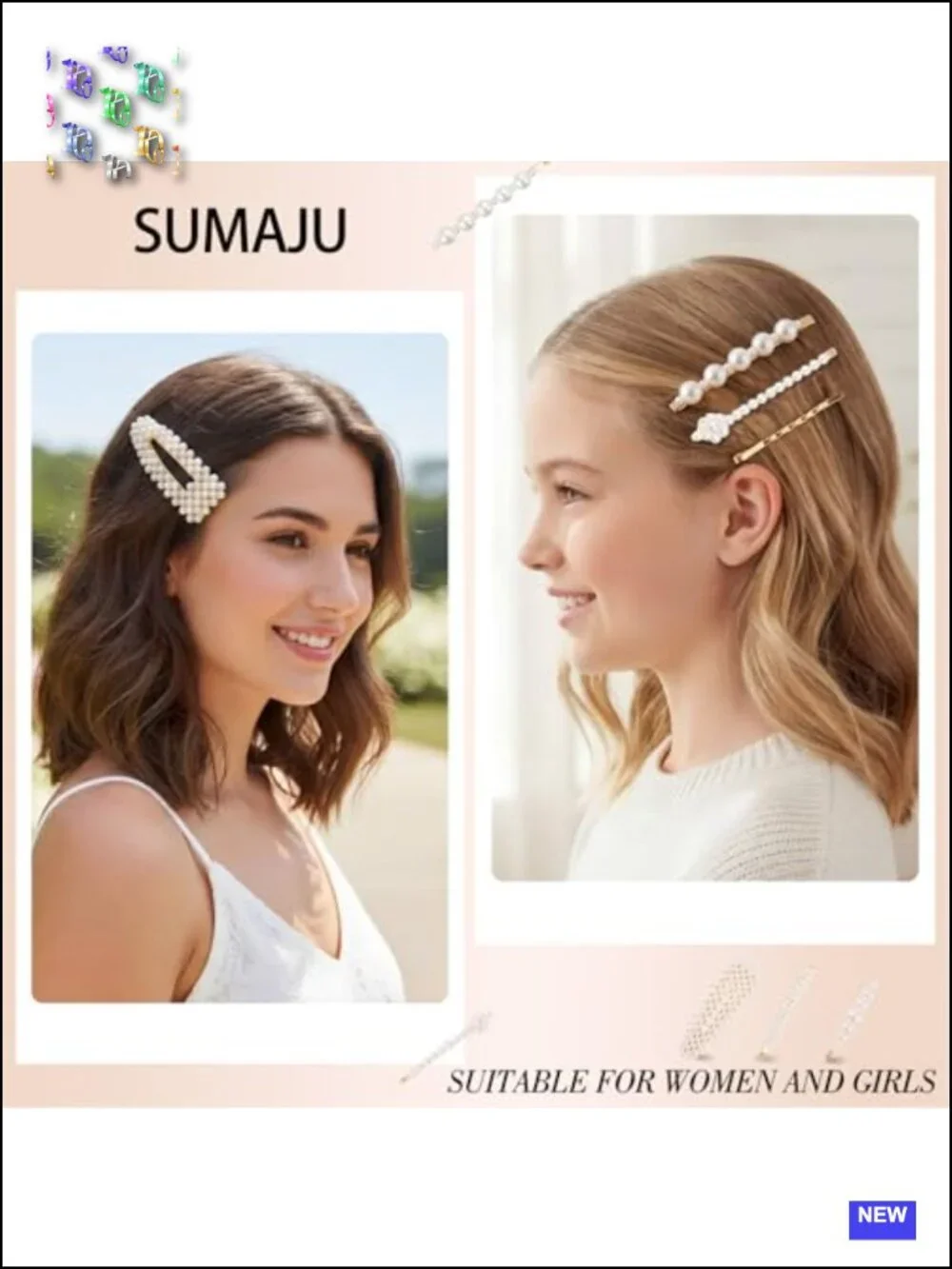 20 Pcs Pearl Hair Clips Set Decorative Bobby Pins Barrettes for Women Girls